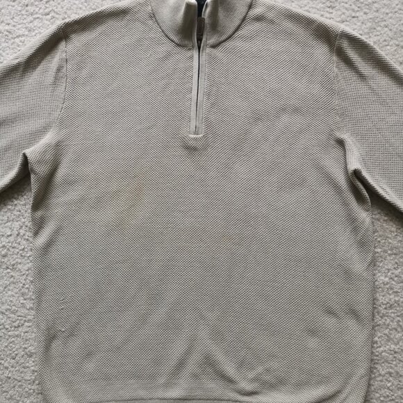 TWO BLOOMINGDALE'S Men's Sweaters - Navy V-Neck & Sand Half-Zip Textured - NWT - Picture 6 of 7